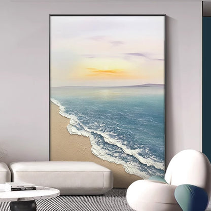 Abstract Tranquil Coastline Texture Art Painting