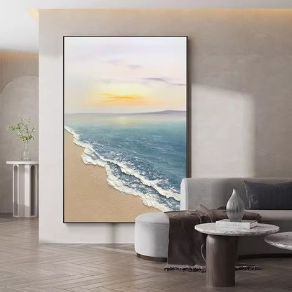 Abstract Tranquil Coastline Texture Art Painting