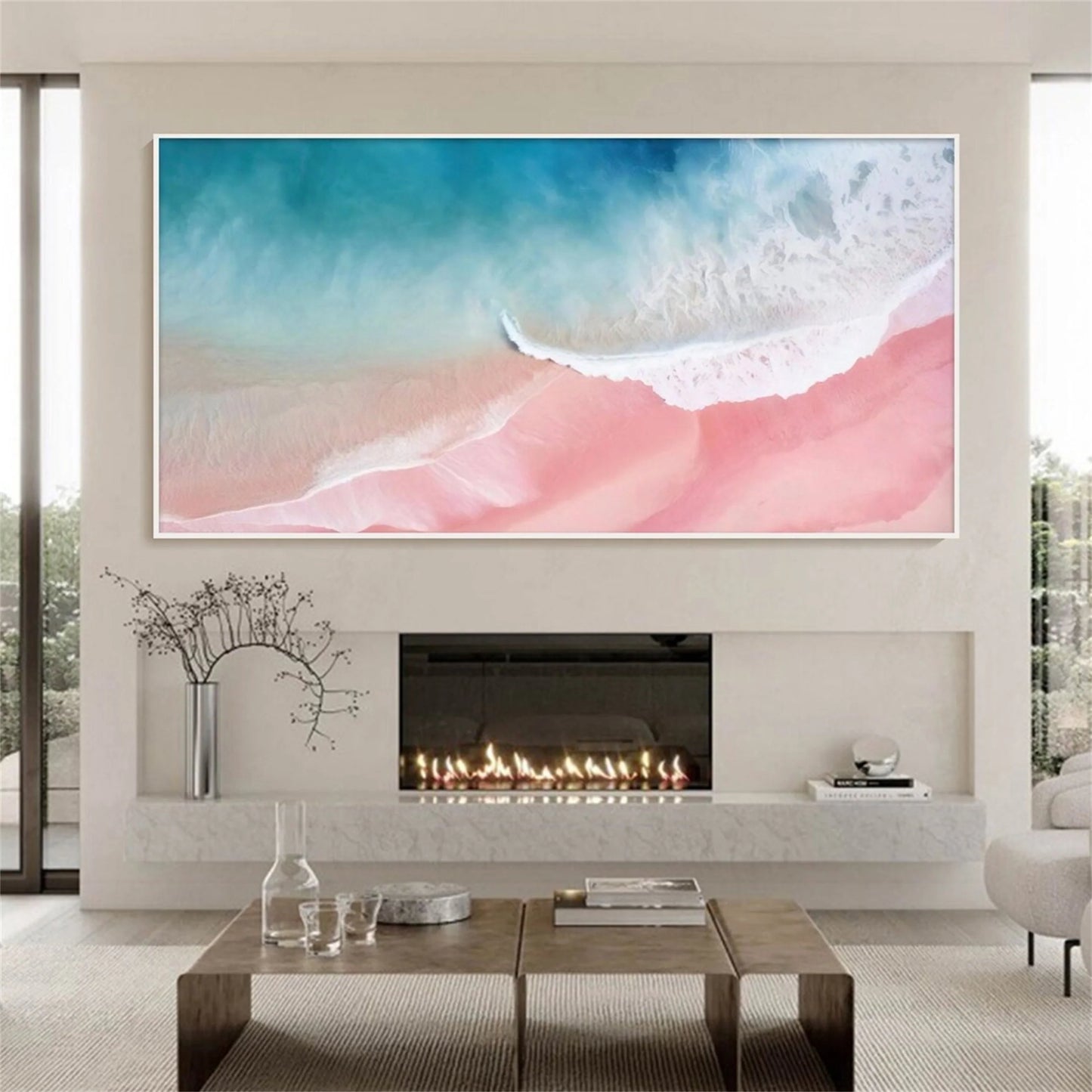Cotton Candy Coastline Ocean And Sky Painting