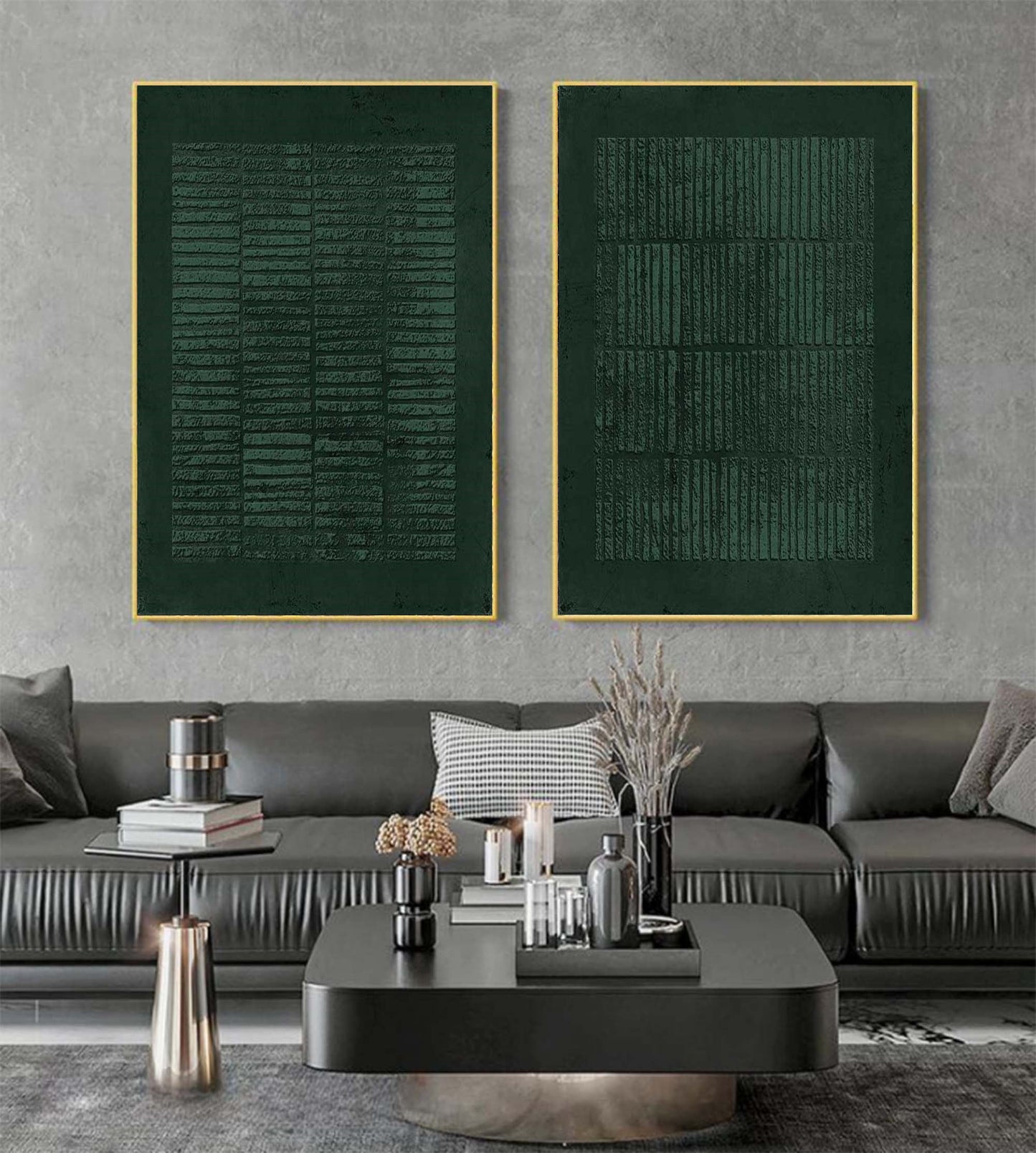 Enigmatic Glyphs of the Forest Abstract Painting Set Of 2