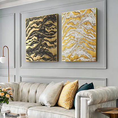Surge of Gold Abstract Painting Set Of 2