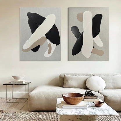Dance of Negative Space Abstract Painting Set Of 2