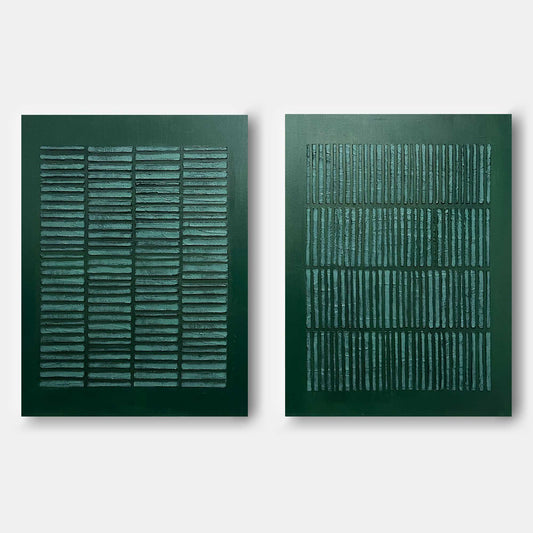Verdant Harmony Abstract Painting Set Of 2