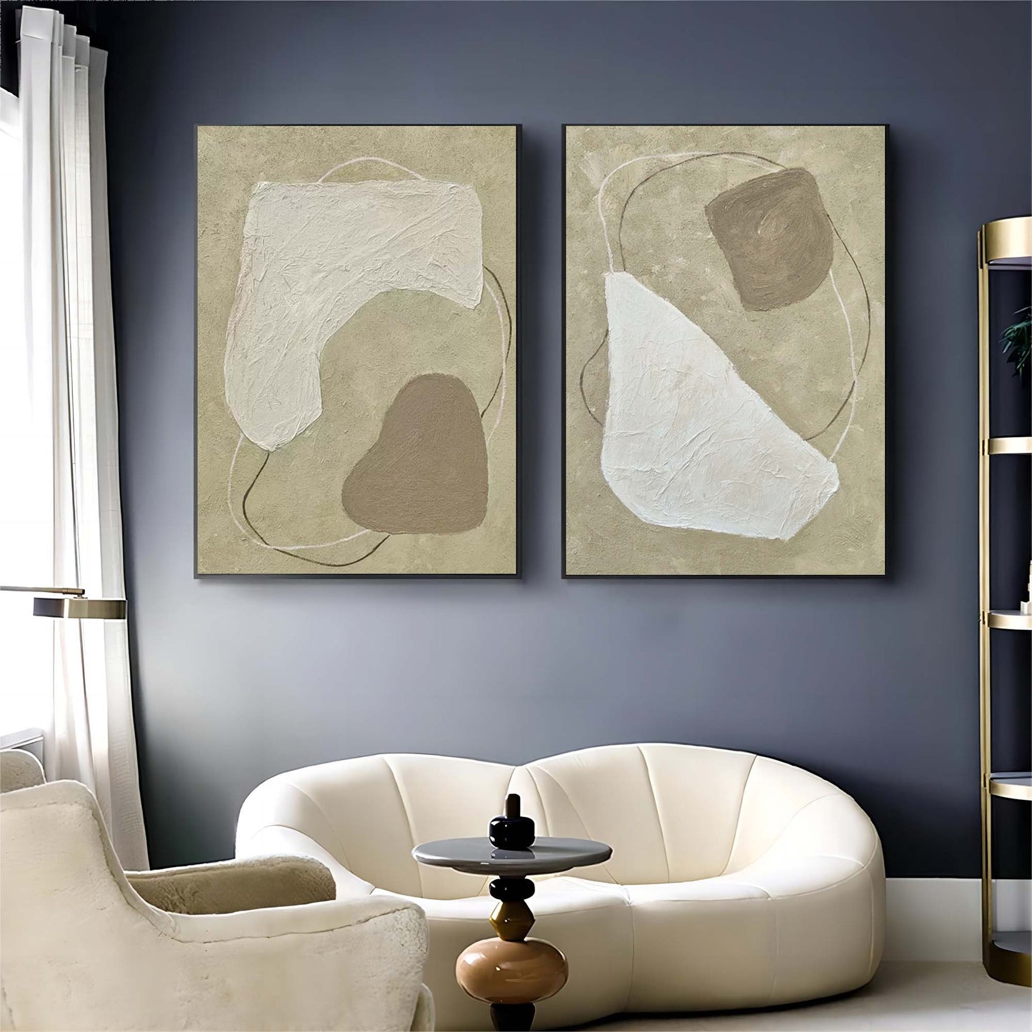 Flowing Forms Abstract Painting Set Of 2