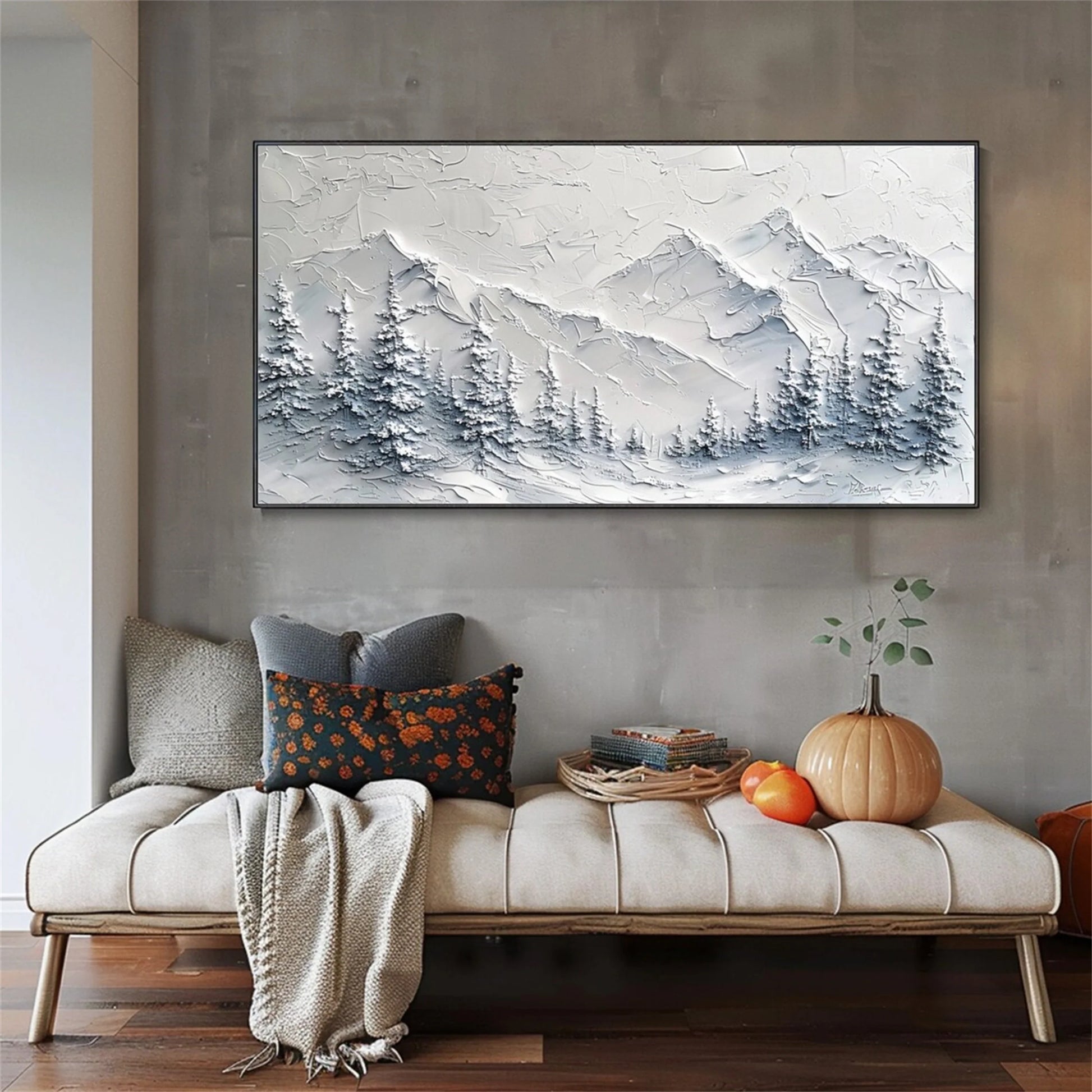 Minimalistic Balance Canvas Painting "Winter Tranquility"