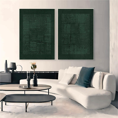 Enigmatic Glyphs of the Forest Abstract Painting Set Of 2
