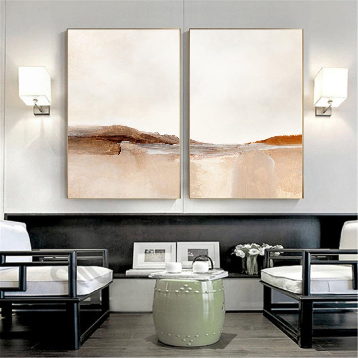 Desert Dawn Abstract Painting Set of 2