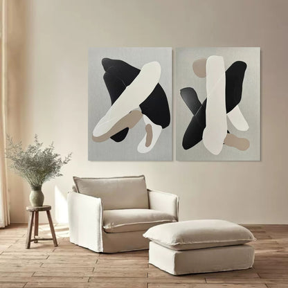 Dance of Negative Space Abstract Painting Set Of 2