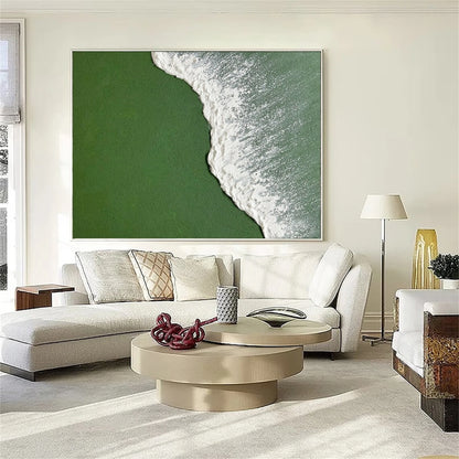 Emerald Surge Texture Paintings Canvas Wall Art