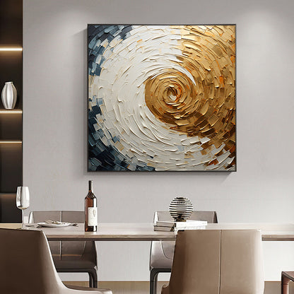Abstract Style Hand Drawn Texture Oil Painting"Golden Swirl"