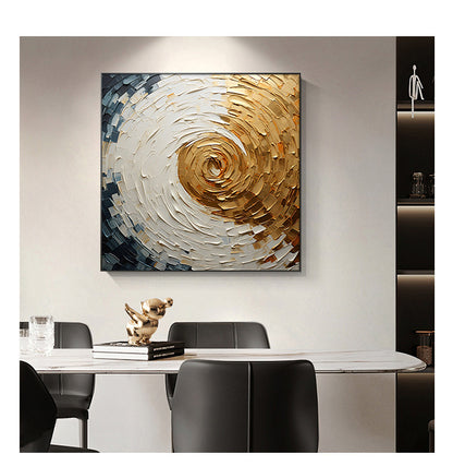 Abstract Style Hand Drawn Texture Oil Painting"Golden Swirl"