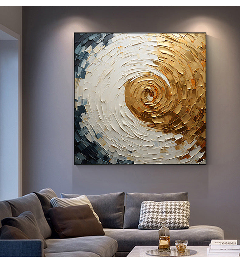 Abstract Style Hand Drawn Texture Oil Painting"Golden Swirl"