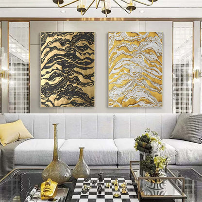 Surge of Gold Abstract Painting Set Of 2