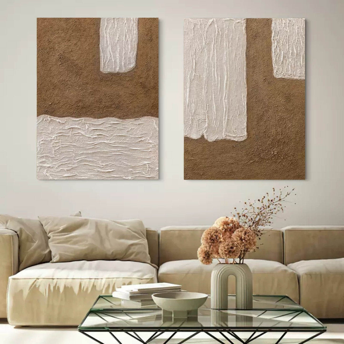 Desert Melody Abstract Painting Set Of 2