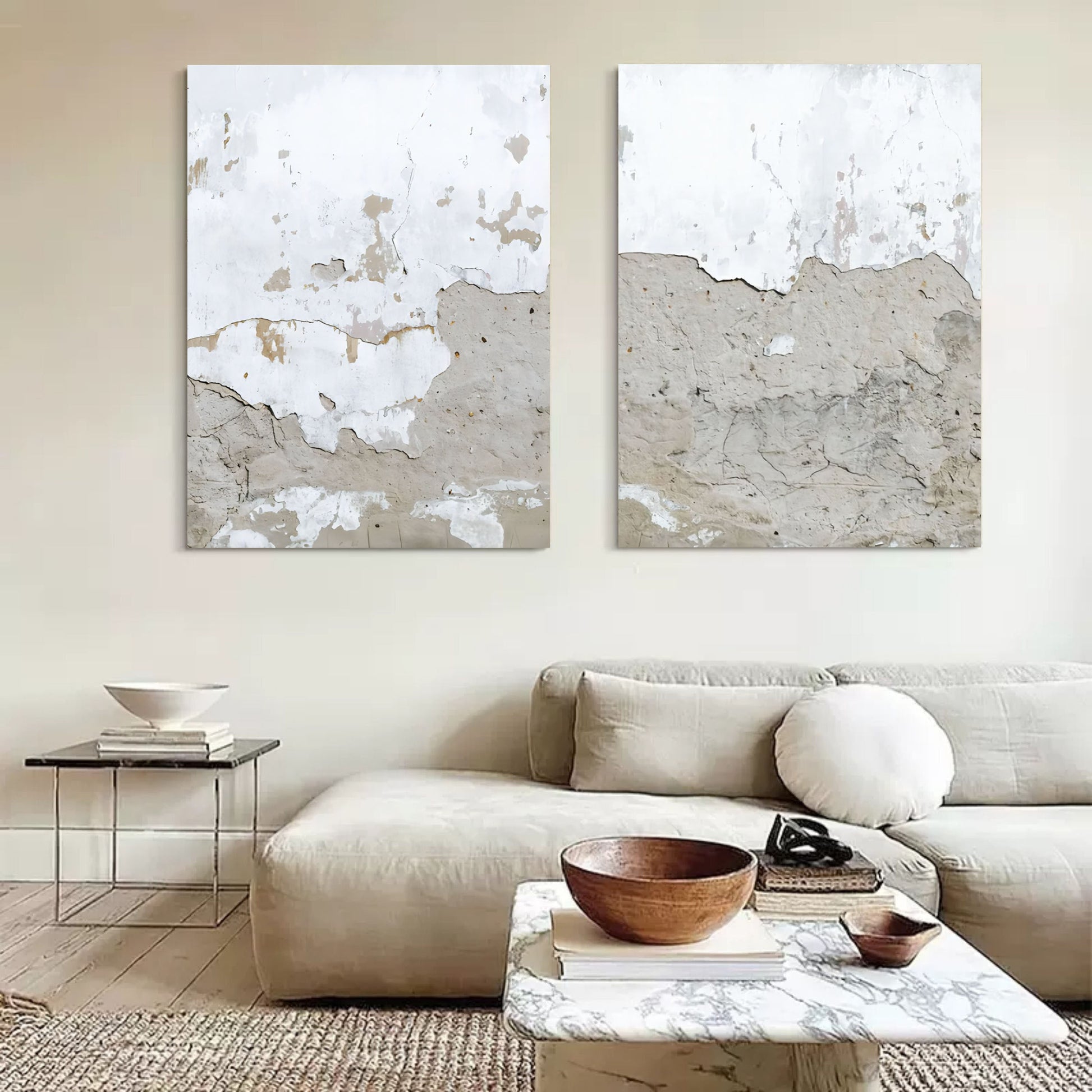 Abstract Painting Set Of 2 "Wall of Ages" 