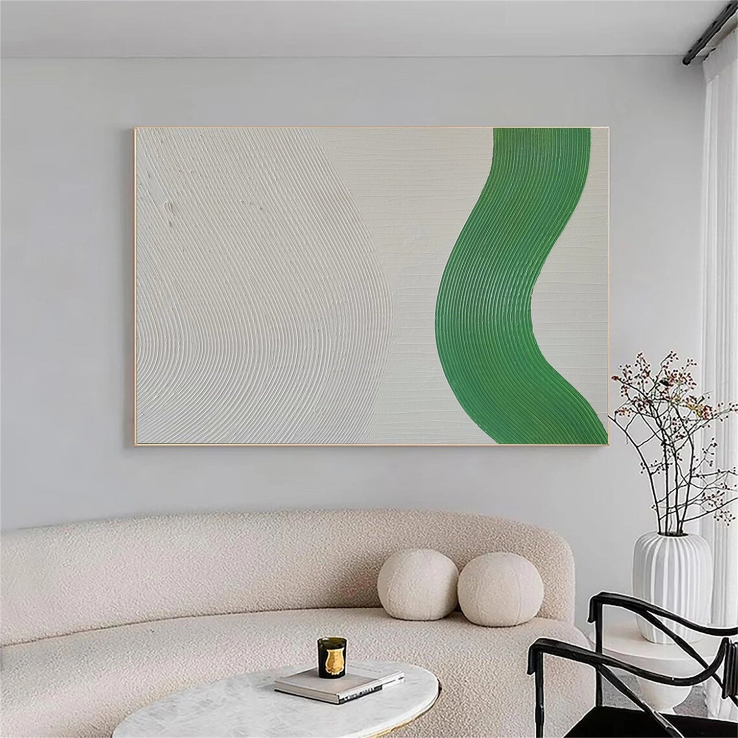 Minimalist hand-painted abstract oil painting "Vitality Waves"