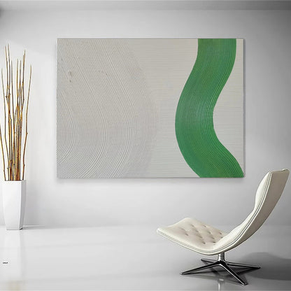 Minimalist hand-painted abstract oil painting "Vitality Waves"