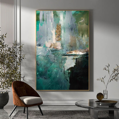 Deep Sea Dream Blue & Green Abstract Painting