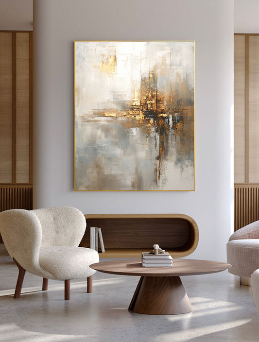 City of Misty Gold Abstract Art Painting