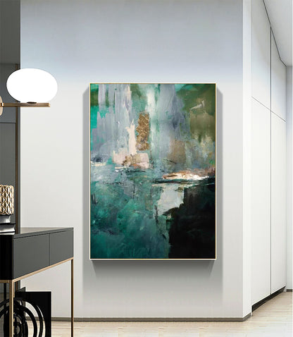 Deep Sea Dream Blue & Green Abstract Painting